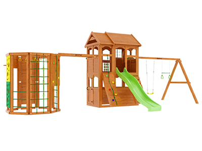 Детская деревянная площадка для дачи "Клубный домик 2 с WorkOut"