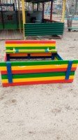 Детская песочница Славушка цветная/бесцветная со скамейками
