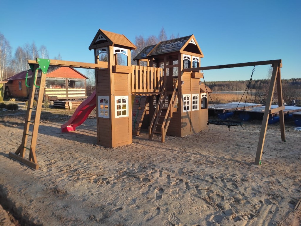 Детская деревянная площадка Клубный домик Макси с трубой Luxe - вид 3