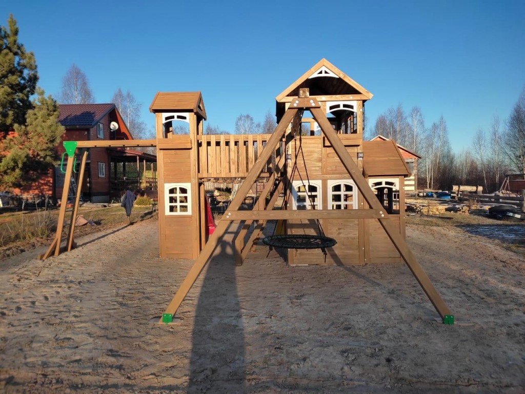 Детская деревянная площадка Клубный домик Макси с трубой Luxe - вид 5