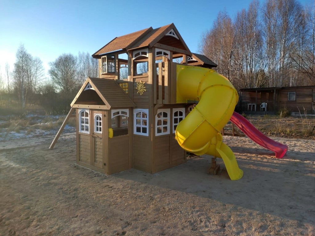 Детская деревянная площадка Клубный домик Макси с трубой Luxe - вид 6