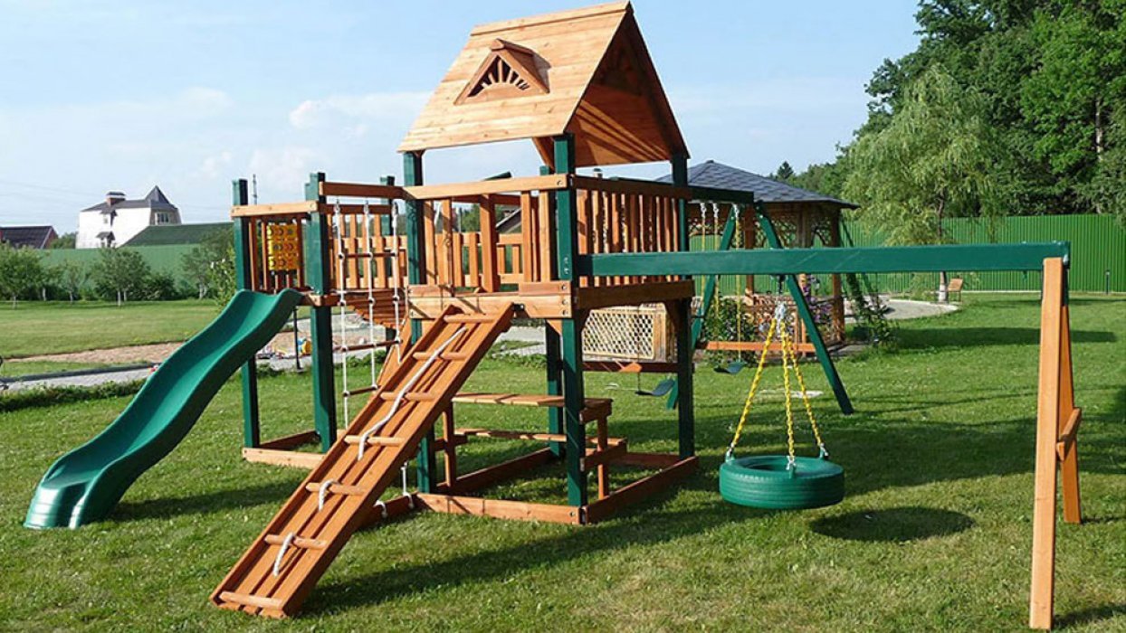 деревянные детские площадки фото